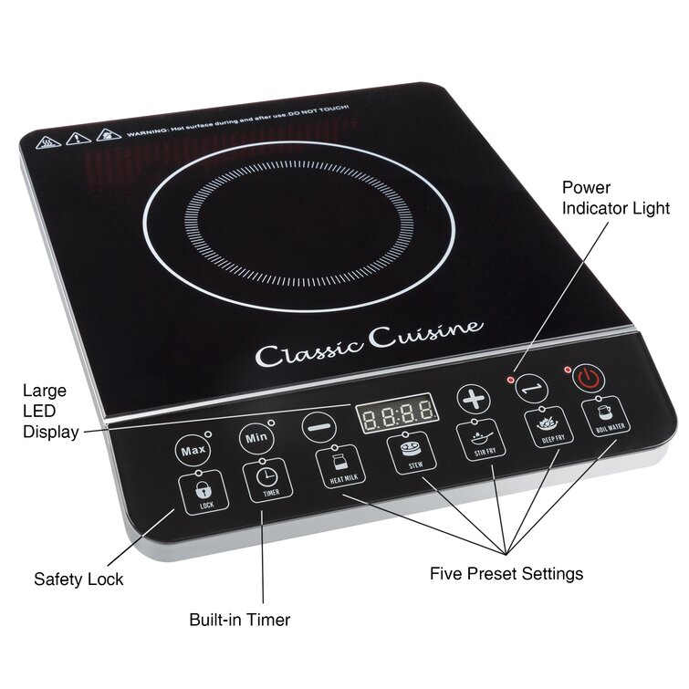 2 burner induction hob knob controller with a removable grill