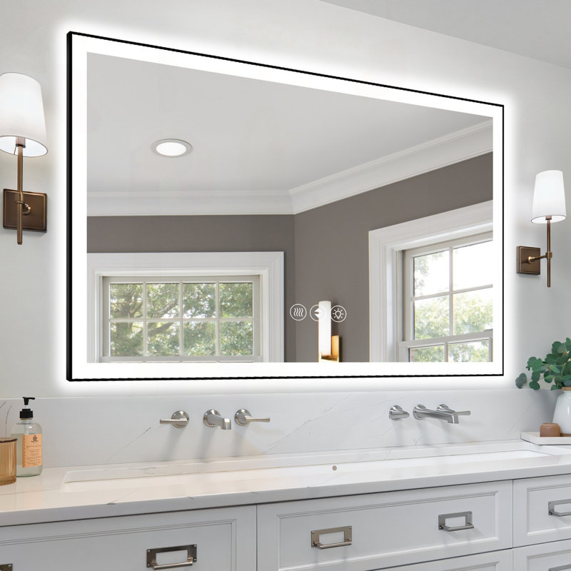 Frameless LED Smart Bathroom Mirror, 40" H x 60" W, Rectangle