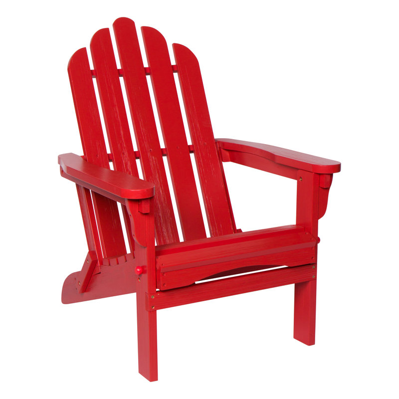 Breeona Solid Wood Folding Adirondack Chair, Chili Red