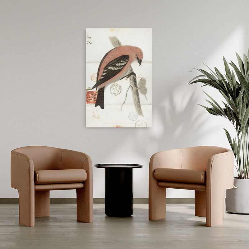 Art d'oiseau rétro américain à bec croisé blanc, H 36 po x l 24 po