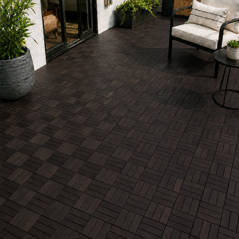 Carreau de terrasse en bois 12 po x 12 po, Ébène