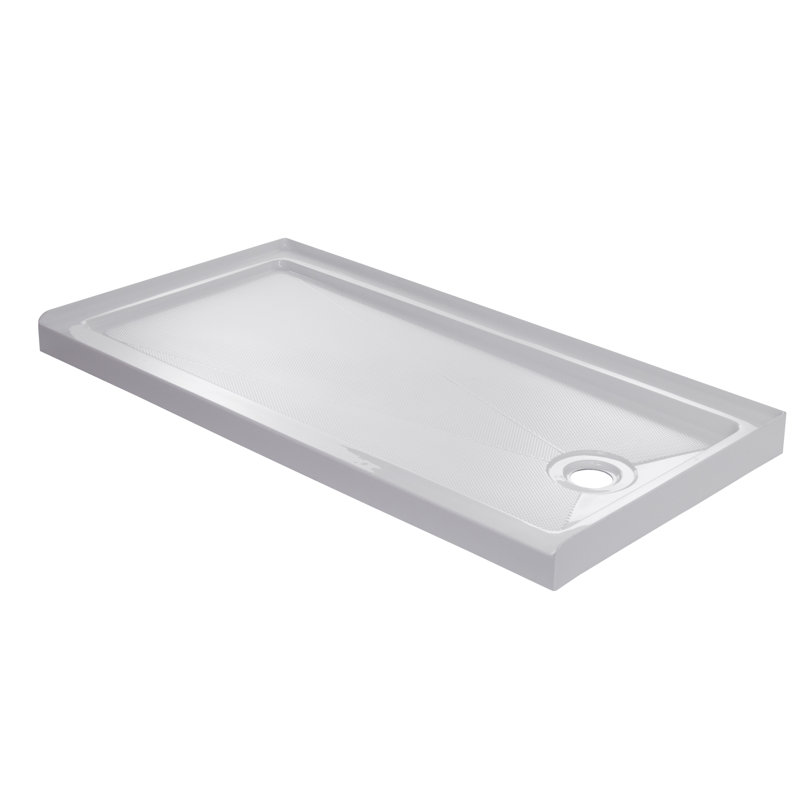 60'' White Acrylic Rectangular Shower Base with Right Drain