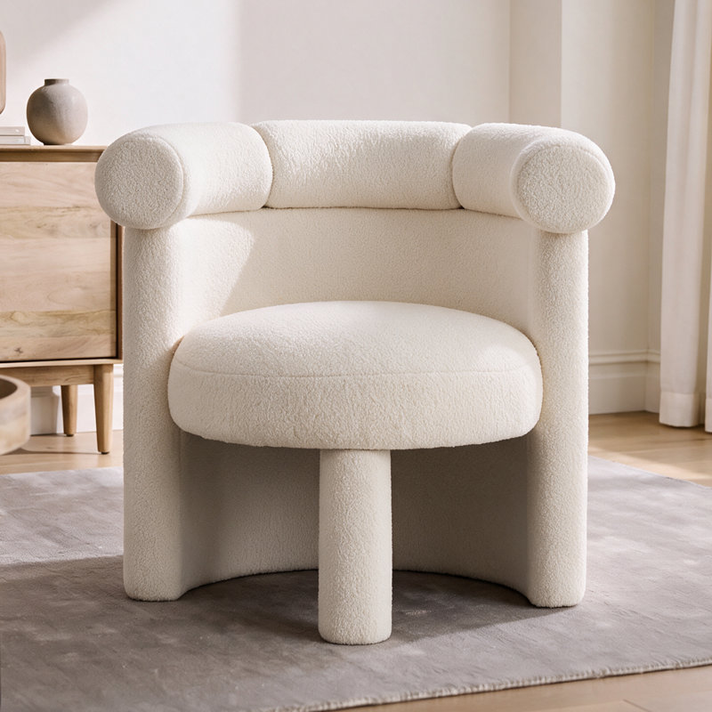 Fauteuil demi-tonneau Modern Modern, White Teddy