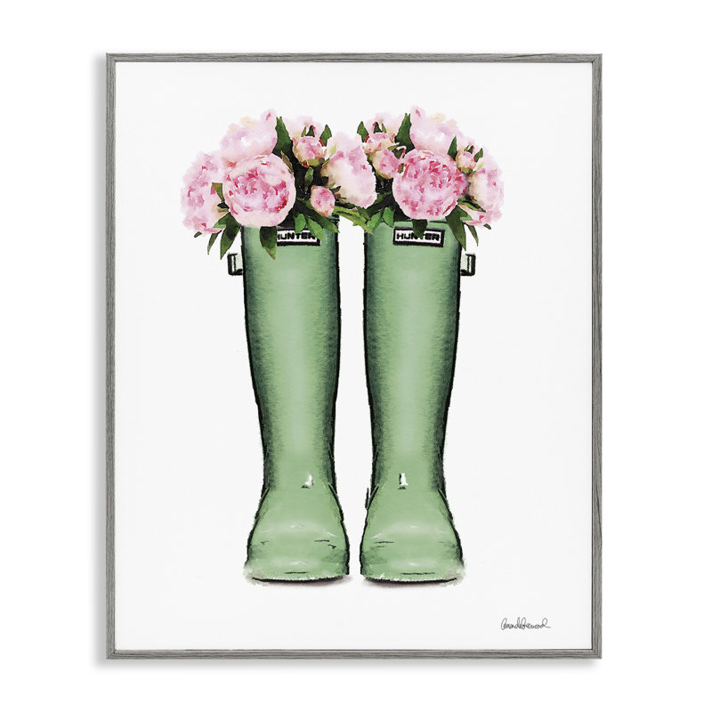 Bottes de campagne avec pivoines, estampe numérique, design par Amanda Greenwood, H 20 po x l 16 po