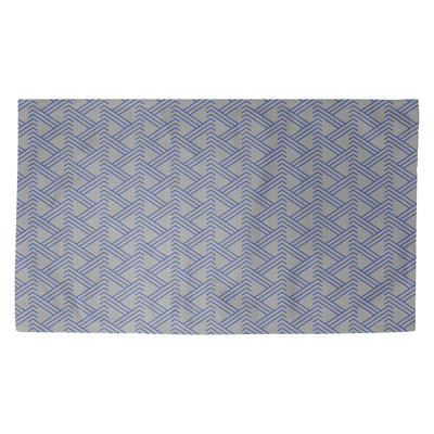 Gris zigzag/Tapis décoratif bleu
