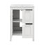 Meuble-lavabo de salle de bain 24 po avec lavabo en céramique, 1 porte en verre, 2 tiroirs à fermeture douce et tablette réglable-114292030