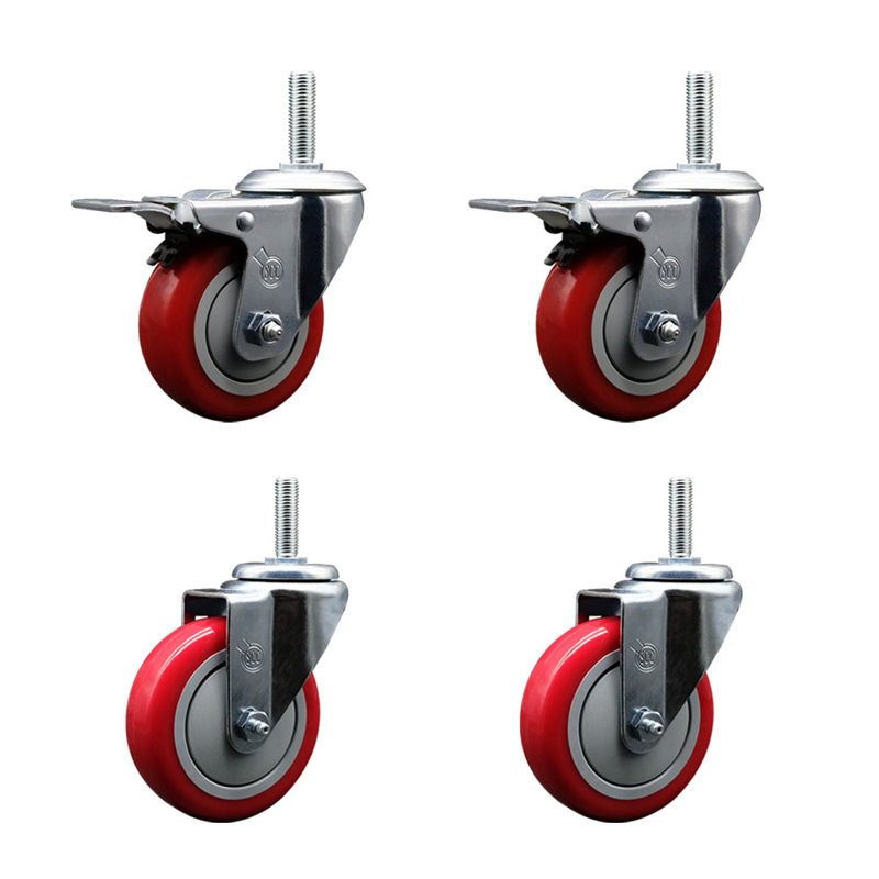 Ensemble de roulettes 4 po 4 po, Rouge