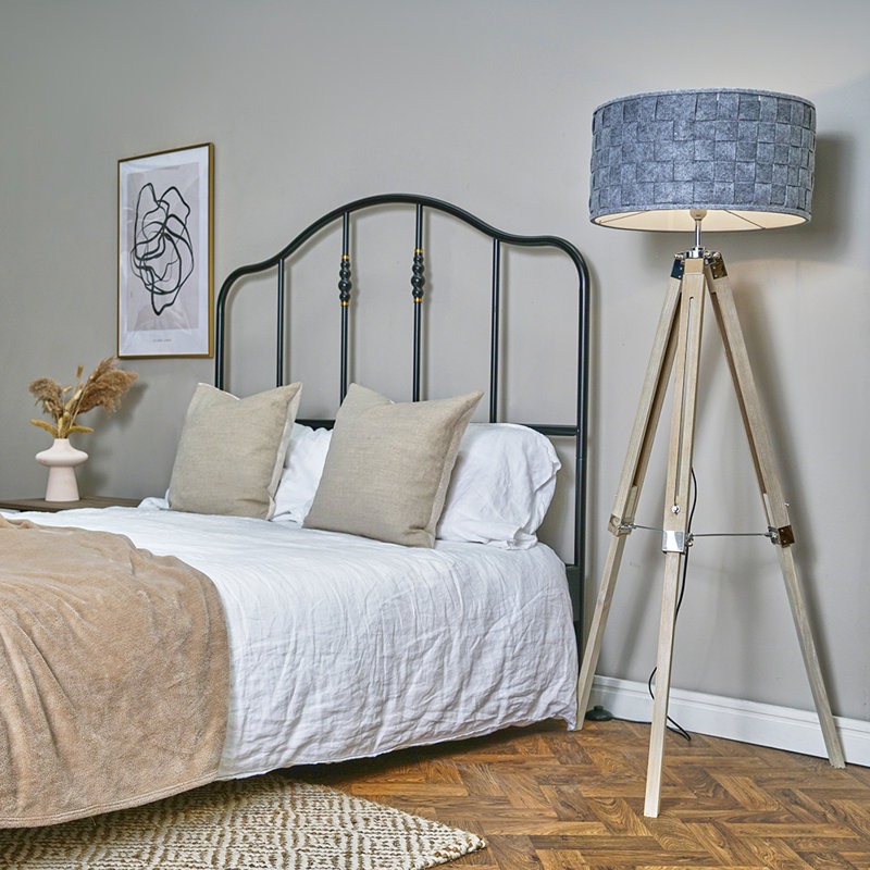 Bella Vista 144cm Tripod Floor Lamp, Grey Felt Weave, Included