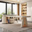 Bureau / table à thé en L avec plateau en pierre frittée-115709755