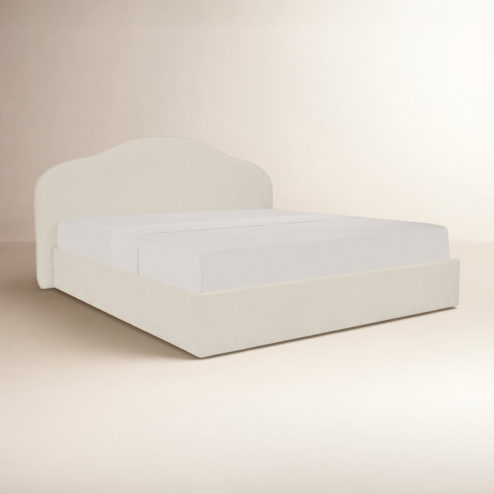 Low-Profile Storage Bed, Cream, Queen