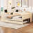 Beige Full Size Upholstered Bed With Built - In Storage Shelves And Charging Station, Trundle For Friends Platform Shelves, Desk, Station Twin Trundle, Comfortable Velvet Upholstery, Ample Storage,-1032433224