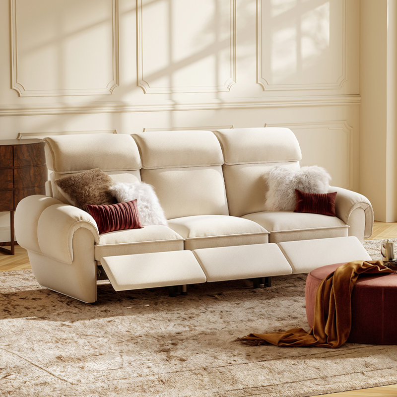 Canapé modulaire inclinable électrique 3 places, Blanc cassé, 3 places avec 3 fauteuils inclinables
