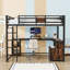 Lit mezzanine en métal avec bureau et tiroirs de rangement