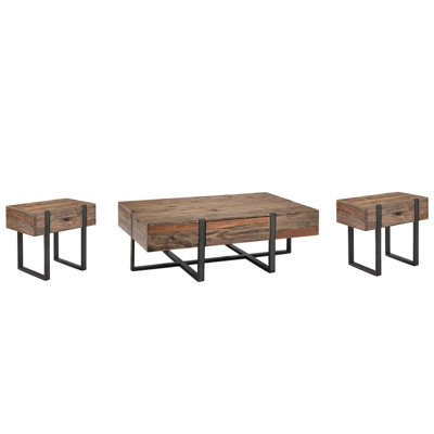 Troy Rectangular Cocktail Table With 2 Chairside End Table