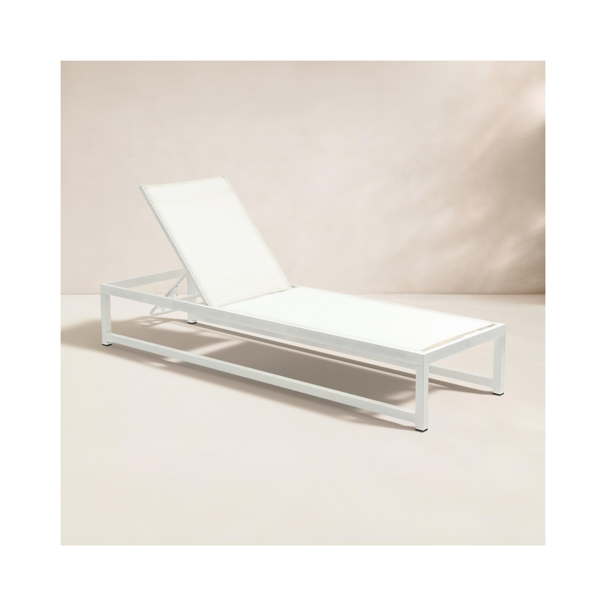 79" Long Reclining Single Chaise with Cushions, Cream, White