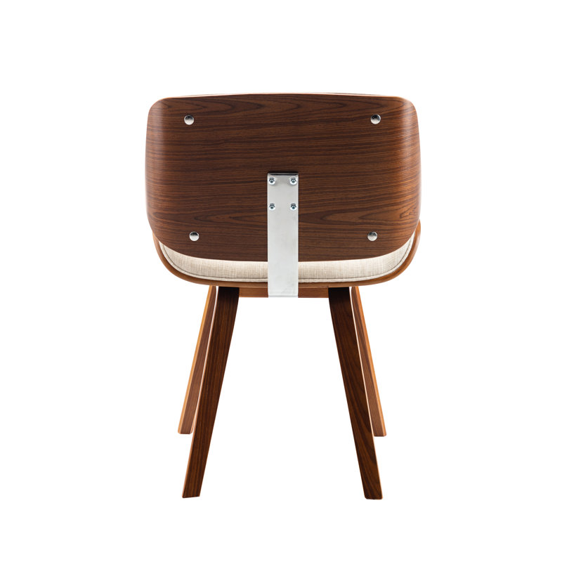 Chaise d'appoint en bois massif Delgardo, Tissu crème
