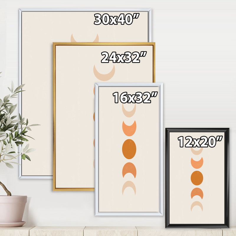 Minimalist Moon Phases - impression sur toile, Toile encadrée d'or, H 32 po x l 16 po x P 1 po