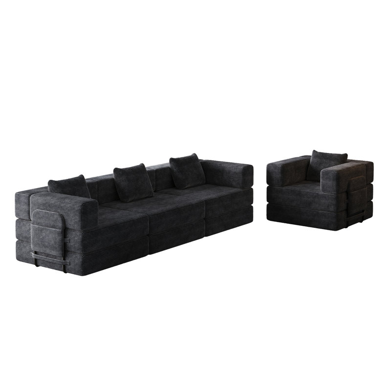 Canapé-lit pliant, Tissu noir clair