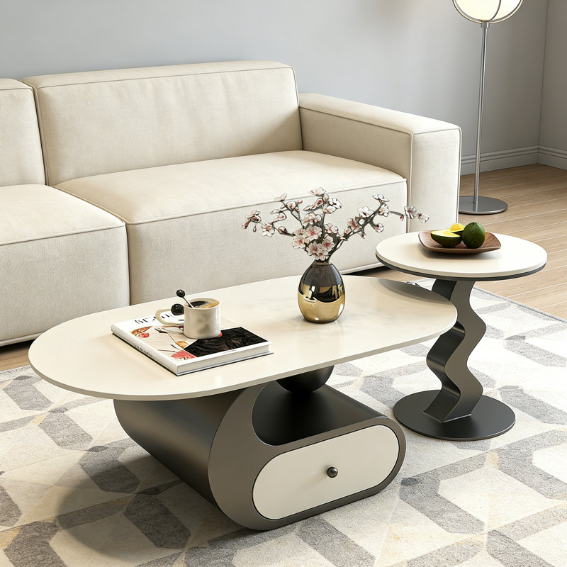 Table basse avec rangement, H 15,74 po x L 51,18 po x l 27,55 po, Blanc