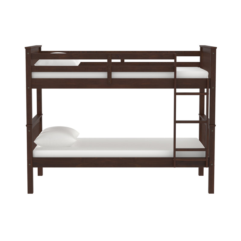 Brinna Kids Twin Over Twin Bunk Bed, Walnut