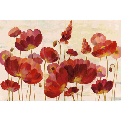 " Red Flowers On Cream " by Silvia Vassileva Painting Print