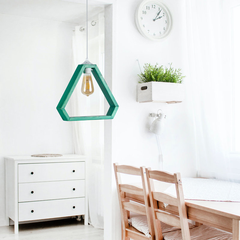 Luminaire suspendu géométrique à 1 lumière Runnells, Vert / blanc