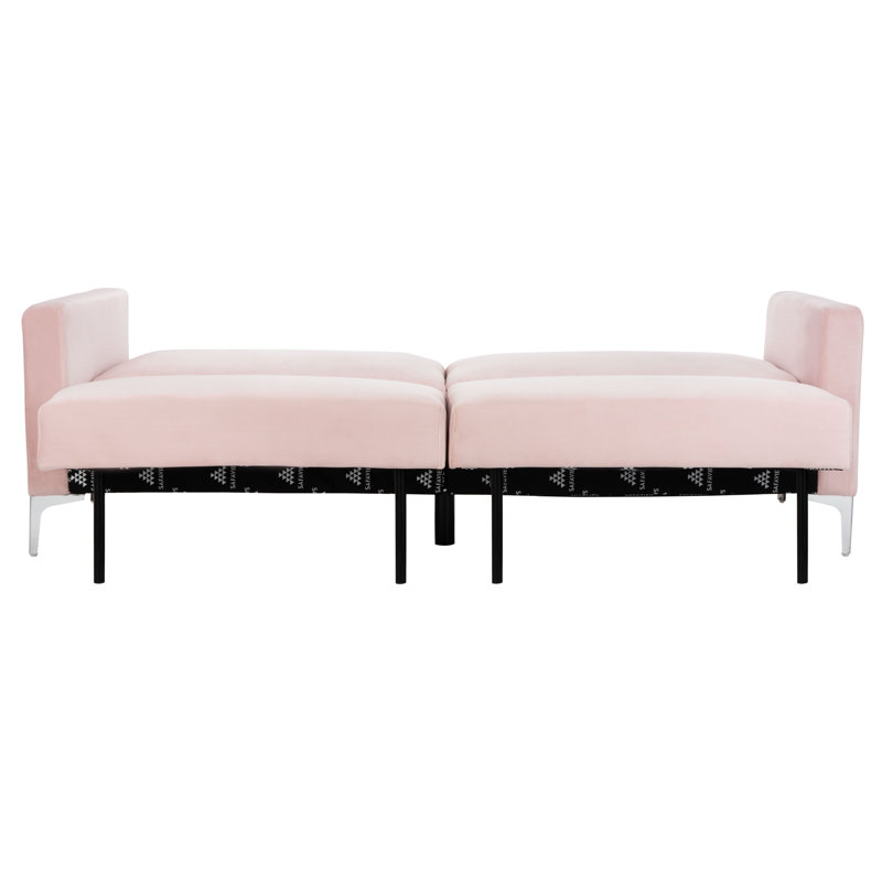 Futton Twin 79.13'' Upholstered Convertible Sofa, Pink Velvet