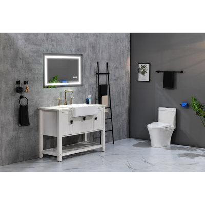 Miroir à DEL 36 po x 24 po pour salle de bain avec brouillard, à intensité variable, 3 couleurs, maquillage, soins de la peau, rasage, vêtements