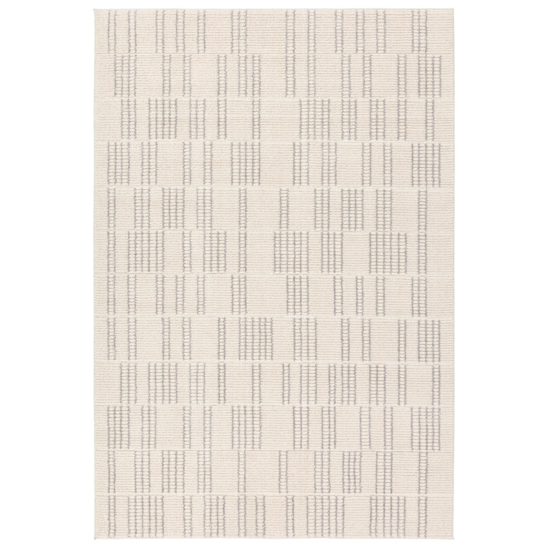 Ebern Designs Assurance Powerloomed Geometric Cream, Rectangle 6' x 9'