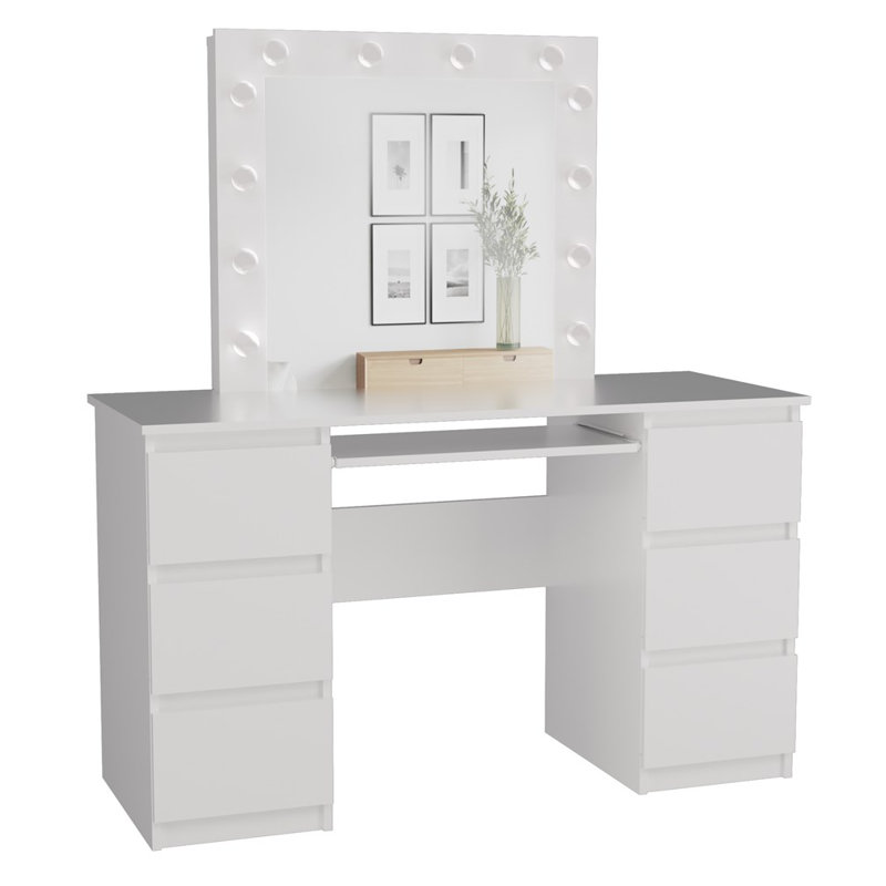 Caidon Dressing Table with Mirror, White
