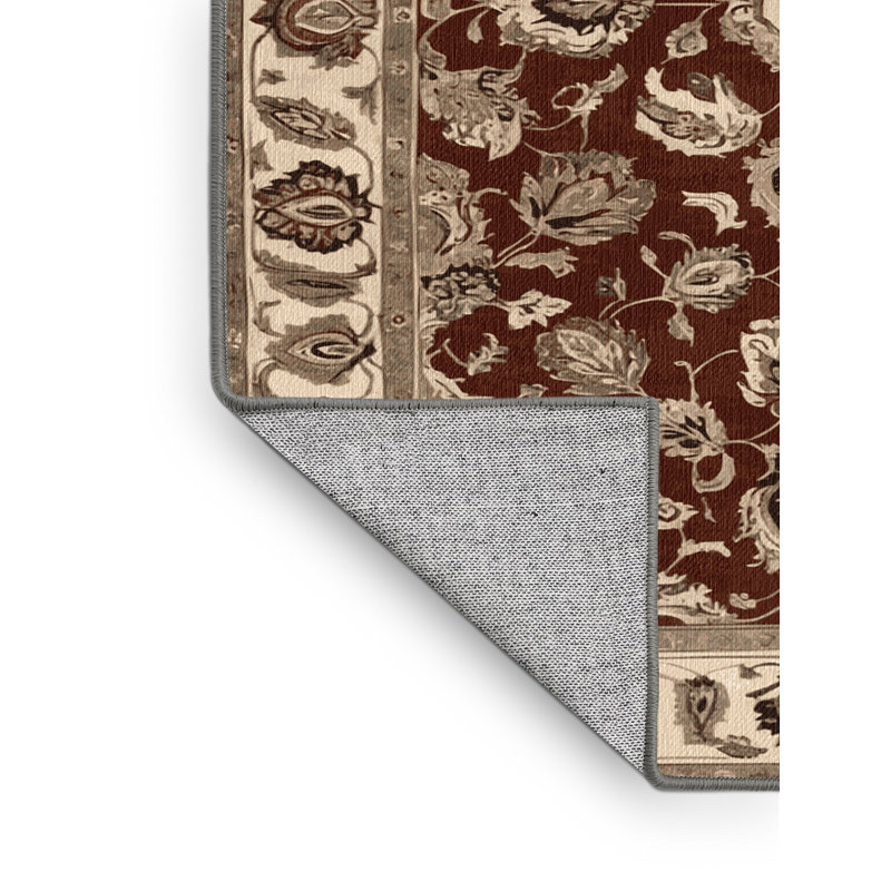 Machine Washable Persian Gray Area Rug, Round 3'