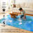 Watercolor Aqua Blue Performance Flatweave Washable Abstract Indoor / Outdoor Rug-3373280