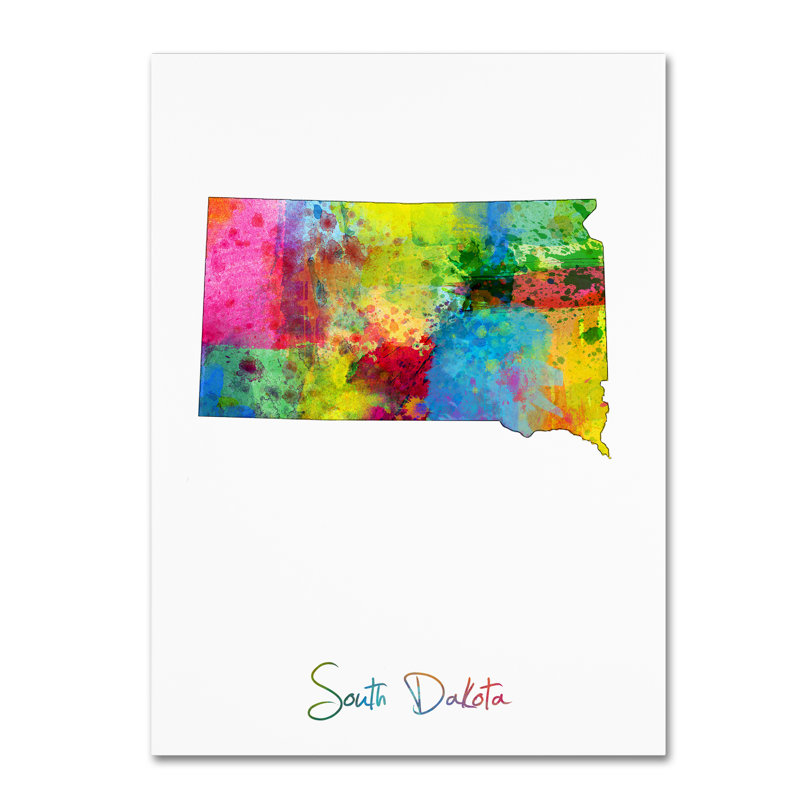 « south dakota map », reproduction d’impression sur toile tendue, H 47 po x l 35 po x P 2 po