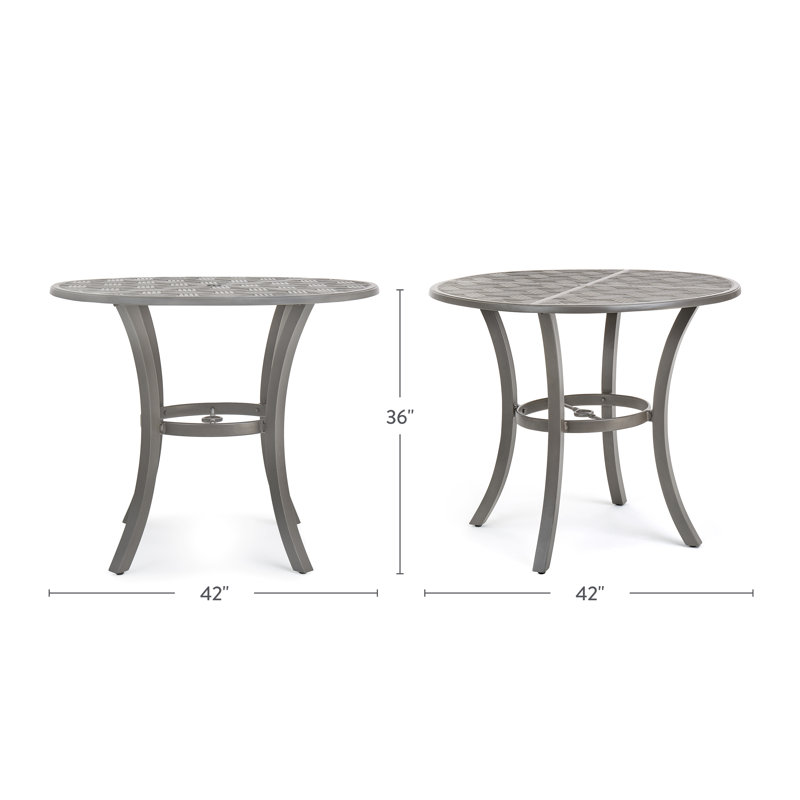 Merge Tables Outdoor Round Balcony Table, Weathered Teak
