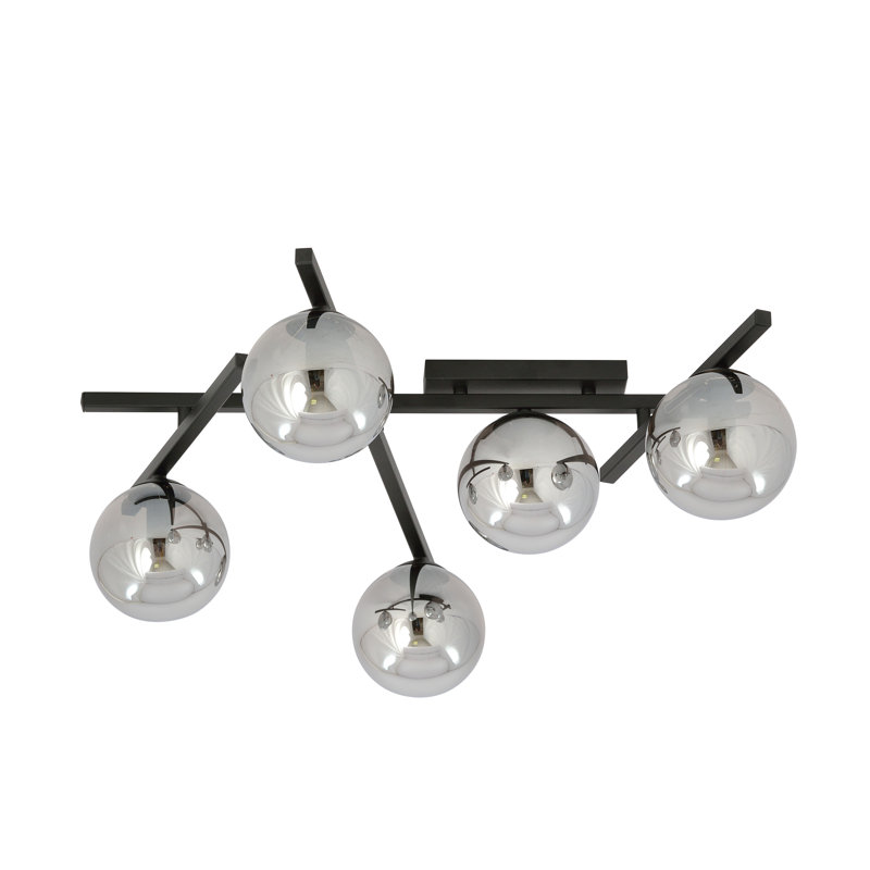 Glass Flush Mount, Graphite, 31cm H x 55cm W x 55cm D