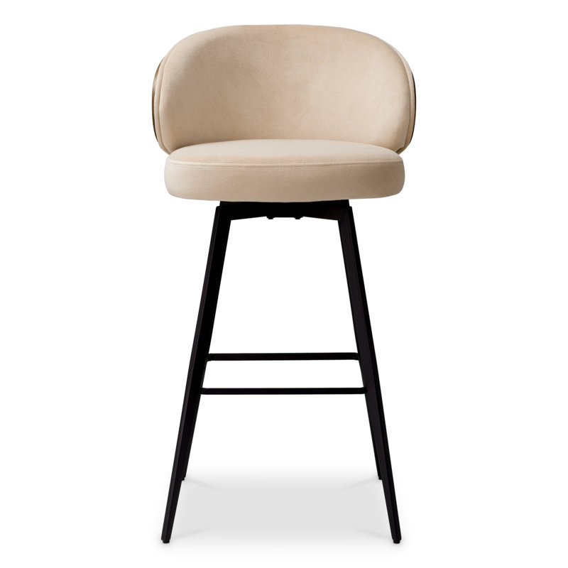 Swivel Upholstered Stool with Metal Frame, Sabino Beige, Bar Stool (30.71" Seat Height)