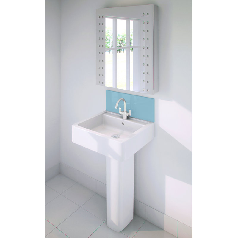 90cm W x 20cm L Glass Peel and Stick Panel, Lightblue