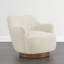 Fauteuil demi-tonneau pivotant moderne avec base en bois massif-611322537