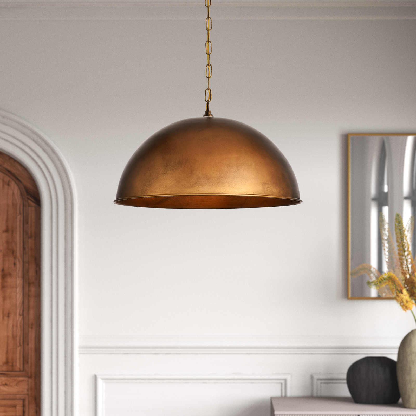 Najuma 1 - Light Single Dome Pendant, 12.75" H x 20" W x 20" D, Brass