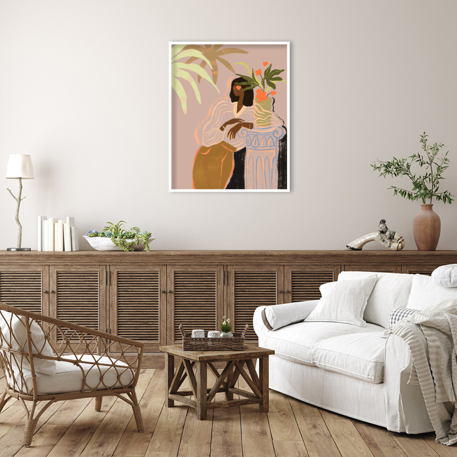 Prudence "Lady in Waiting" Print, White, 41" H x 33" W