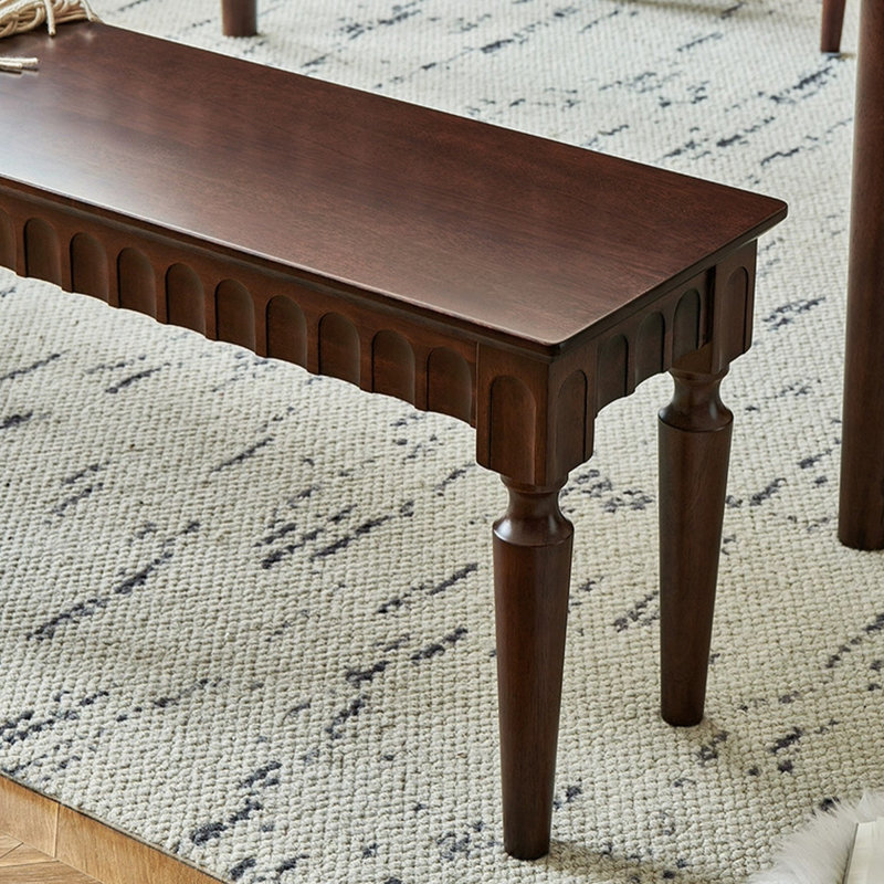 Brown Solid Wood Bench, 17.72" H x 47.24" W x 12.60" D