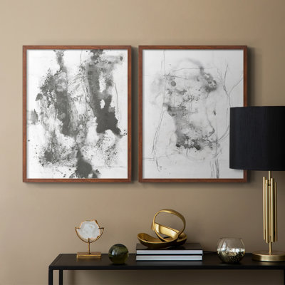 Graphite Abstract III - reproduction encadrée de qualité supérieure - prête à être accrochée - aucun clou requis - aucun clou requis
