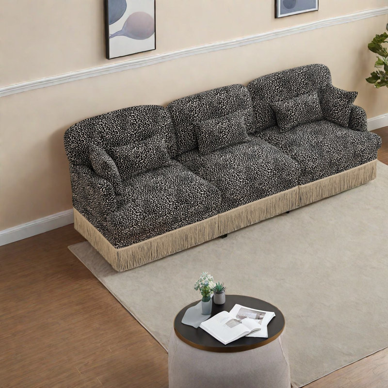 Canapé modulaire confortable en chenille de 100 pouces, canapé léopard moderne pour le salon