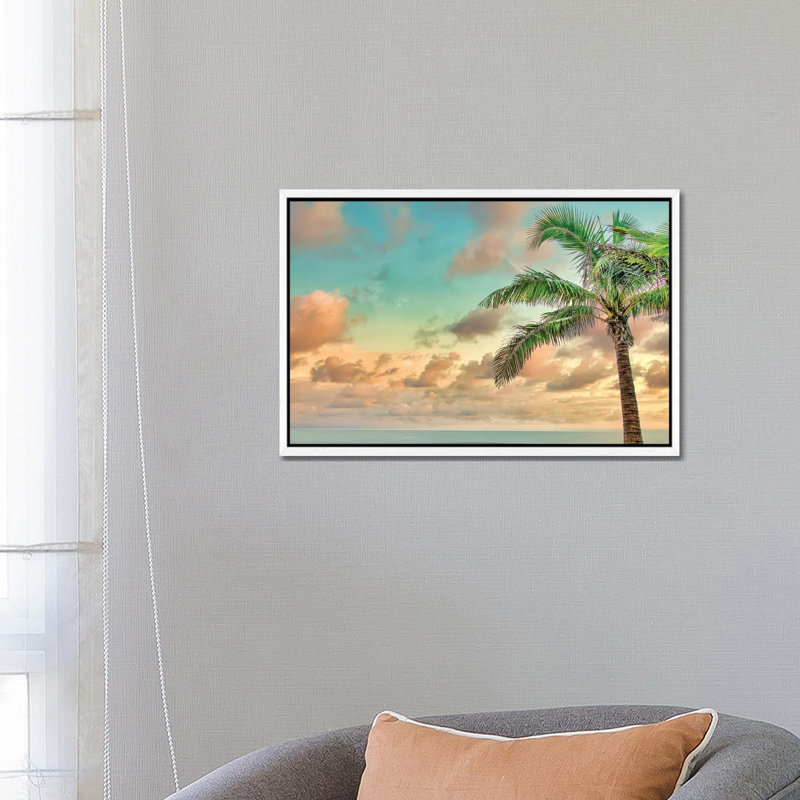 Palm Calm by Mark Paulda - Print on Canvas, 45.72cm H x 66.04cm W x 3.81cm D, White Floater Framed