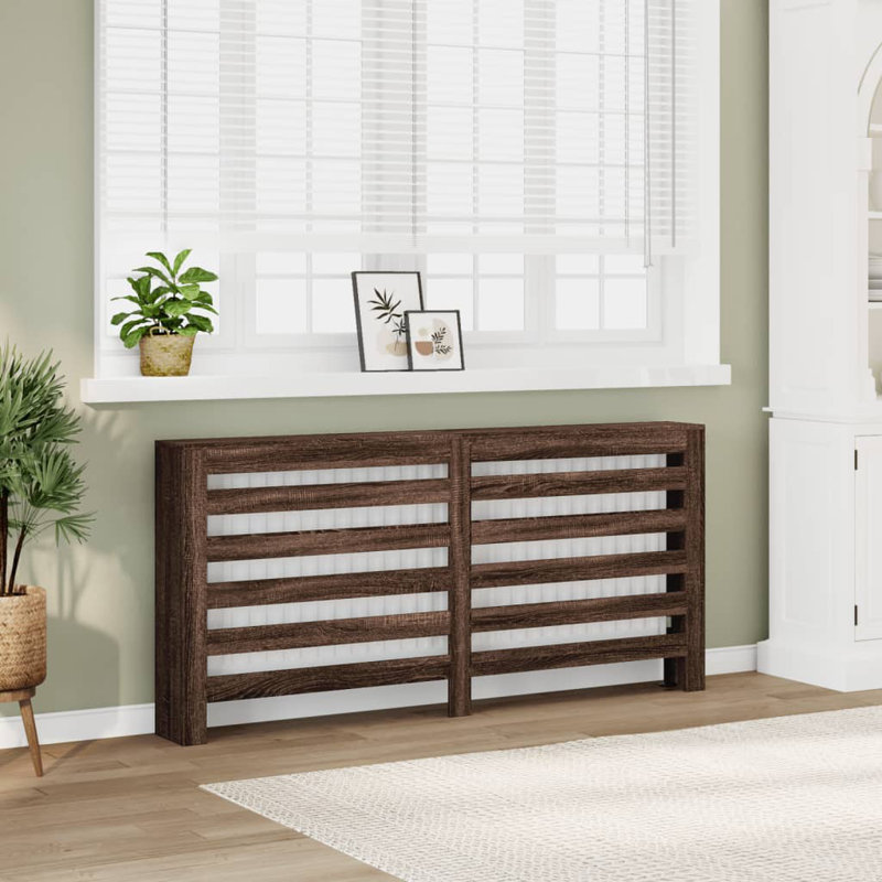 Extra Large Radiator Cover, Brown Oak, 175 x 20 x 82 cm, Horizontal Slats