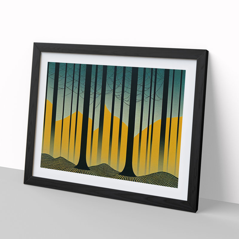 Forest Deco Vol.2 1 Piece Single Picture Frame Painting, 25cm H x 34cm W x 2cm D, Black