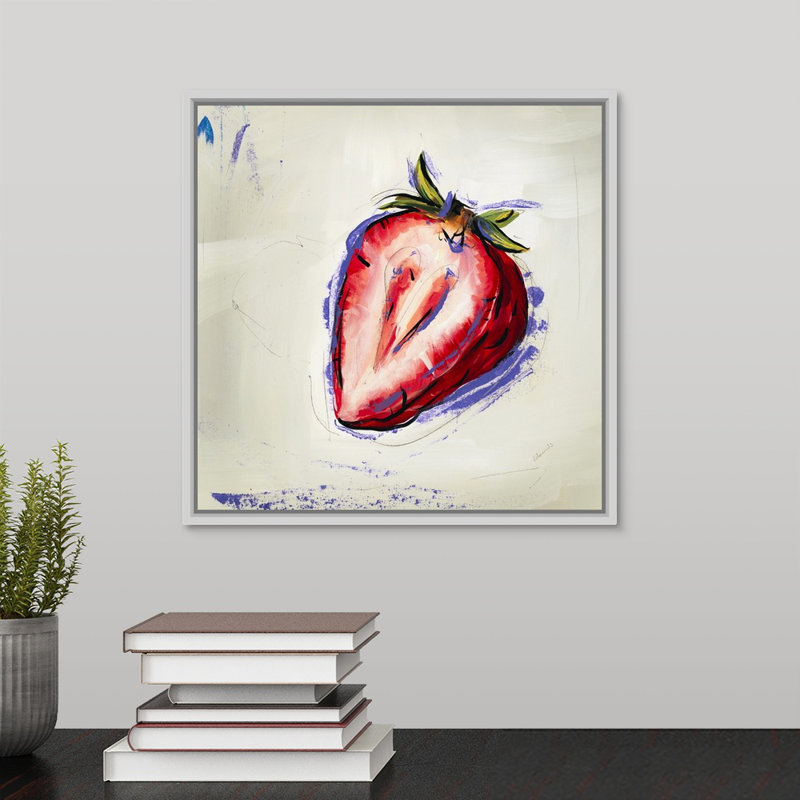 « picnic party viii », peinture sur toile, Cadre flottant blanc, H 13,7 po x l 13,7 po x p 1,75 po