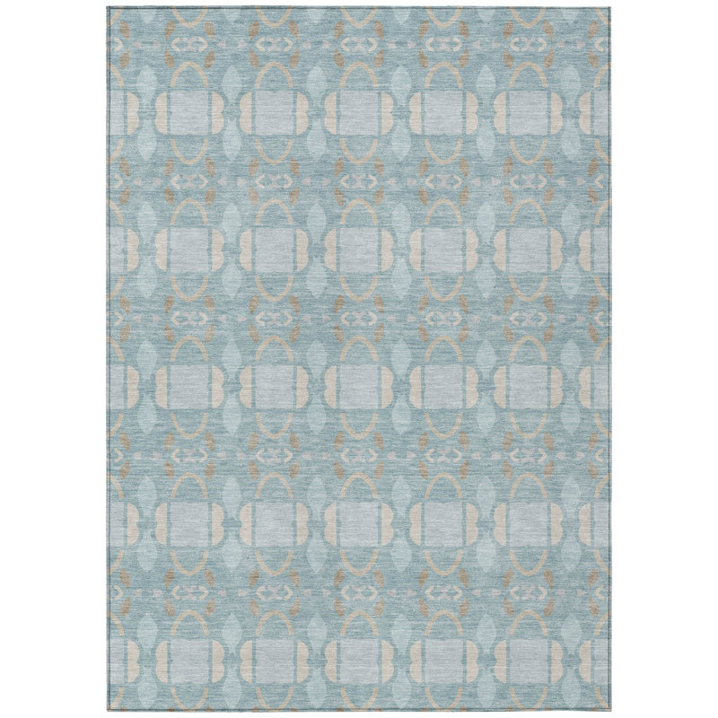 Machine Washable Indoor/Outdoor Chantille ACN2920 Striped Rug, Sky, 3' x 5'