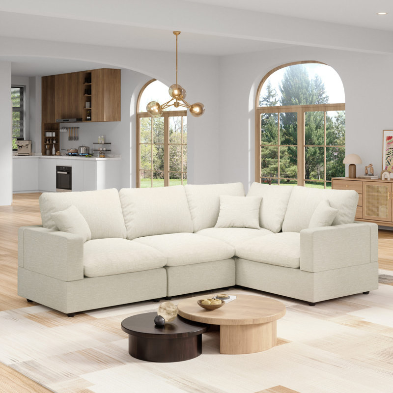 Canapé modulaire 4 places Comfy Cloud Couch for Living, Canapé modulaire rembourré modulaire à assise profonde convertible, Housses de coussin amovibles et lavables