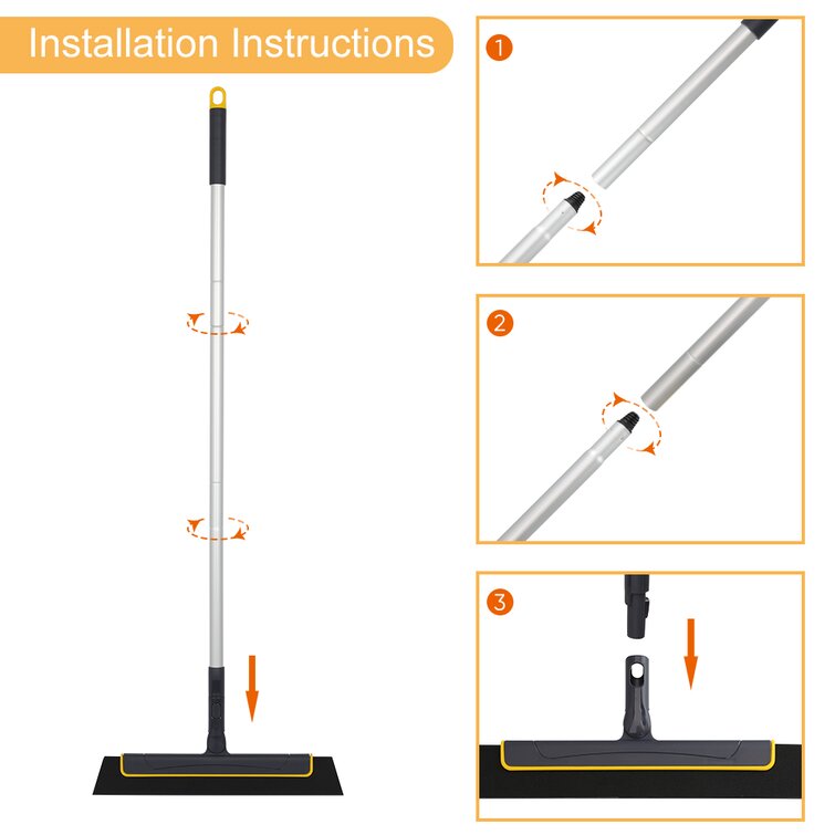 ANLIZY Floor Squeegee with Long Handle - 50 Adjustable Foam Squeegee Magic  Broom for Water and Hair Remove, Wide Floor Wiper/Sweeper for